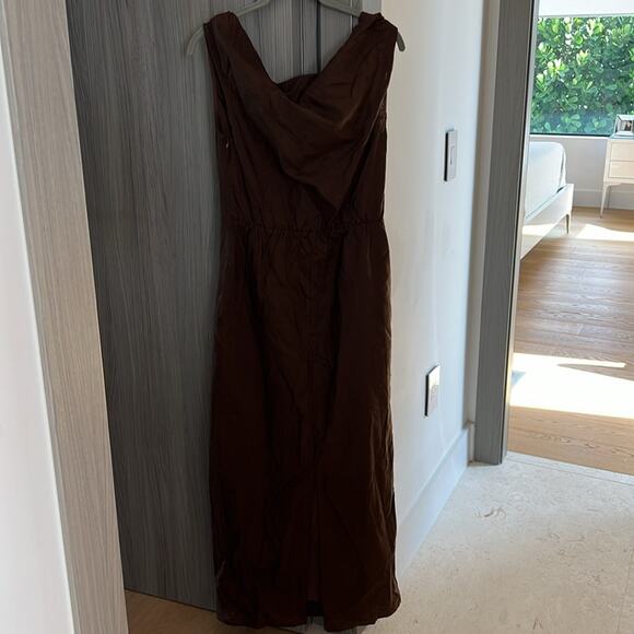 NWT REVOLVE &MINIMALIST lovers COMMENSE linen cotton brown maxi DRESS M - Picture 11 of 14